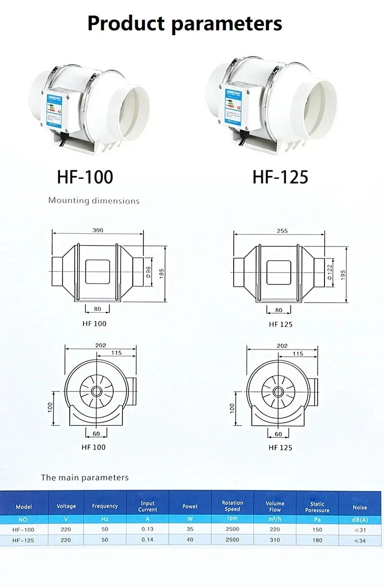 Inline Duct Exhaust Ventilation Fan for Kitchen and Bathroom - 9