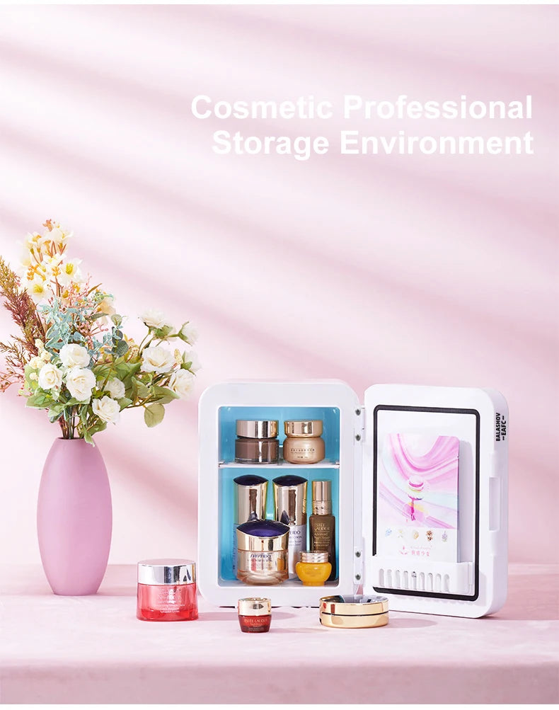 4L Portable Mini Makeup Fridge with LED Lighted Mirror - 10