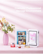 4L Portable Mini Makeup Fridge with LED Lighted Mirror