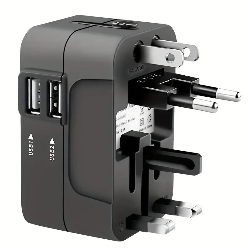 Universal Worldwide Travel Adapter with Dual USB Ports