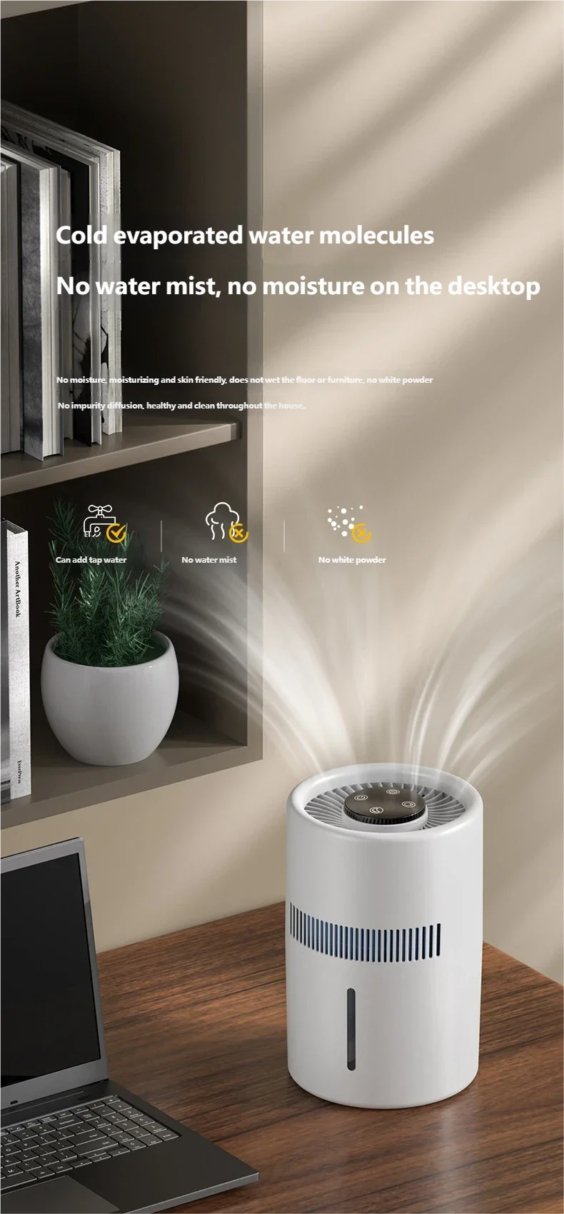 Desktop Humidifier with Quiet Mist for Home and Office
