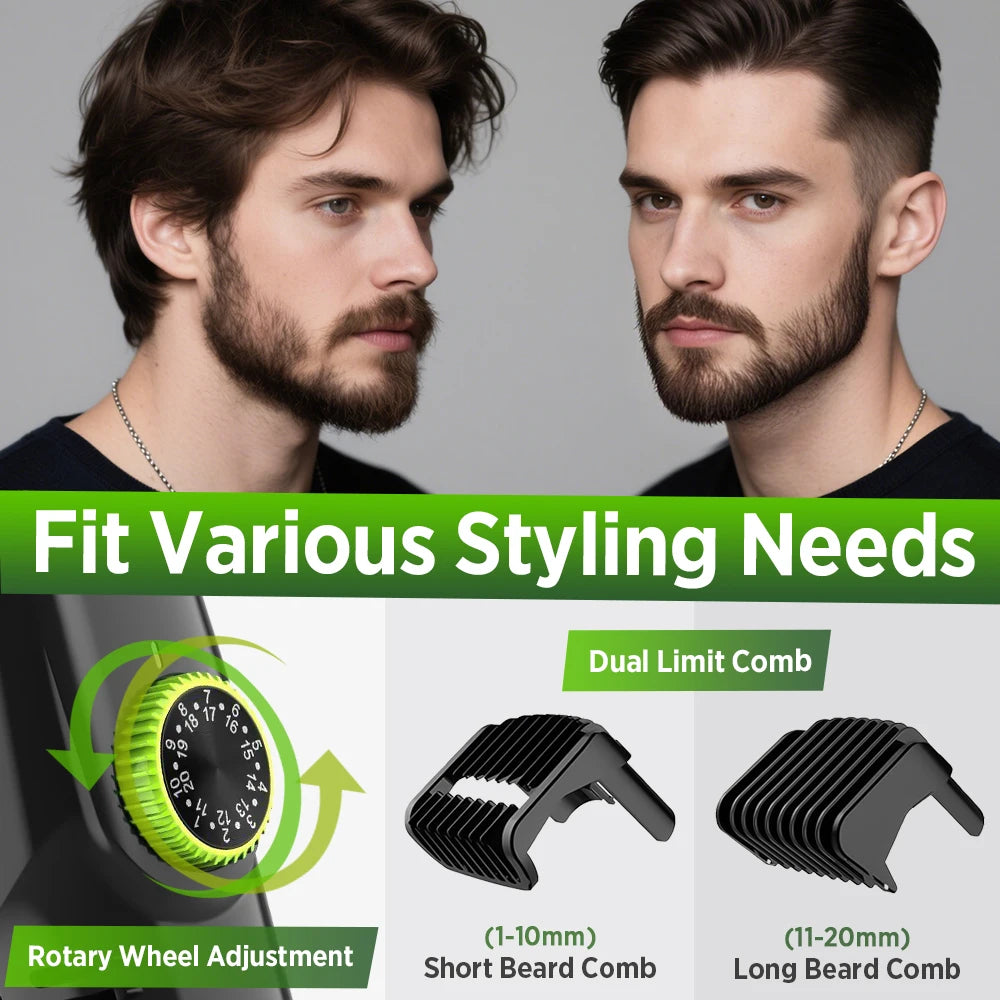 Cordless Vacuum Beard Trimmer for Men