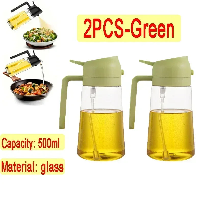 2-in-1 Glass Oil Dispenser and Kitchen Spray Bottle