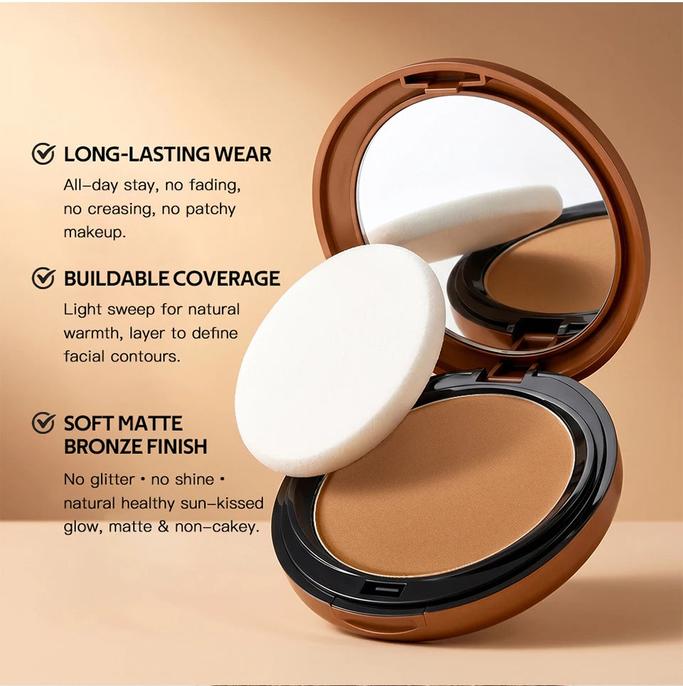 Matte Bronze Pressed Powder for Facial Contouring and Setting
