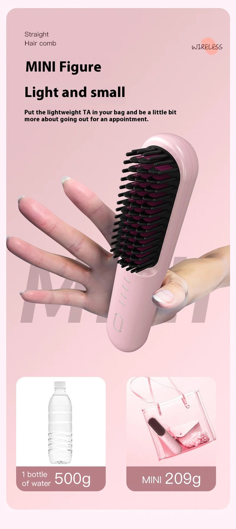 Fast-Heating Cordless Ionic Hair Straightener Brush - 23