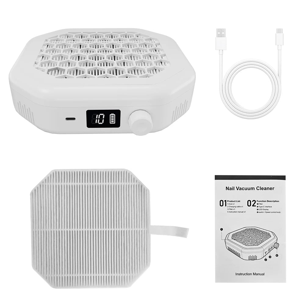 Rechargeable Cordless Nail Dust Collector for Manicures