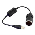 USB to 12V Car Cigarette Lighter Socket Power Adapter