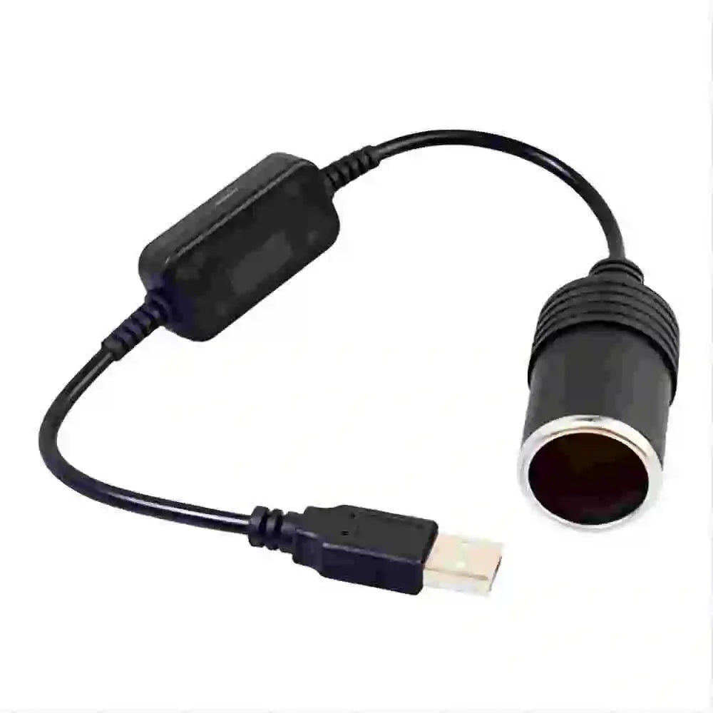 USB to 12V Car Cigarette Lighter Socket Power Adapter