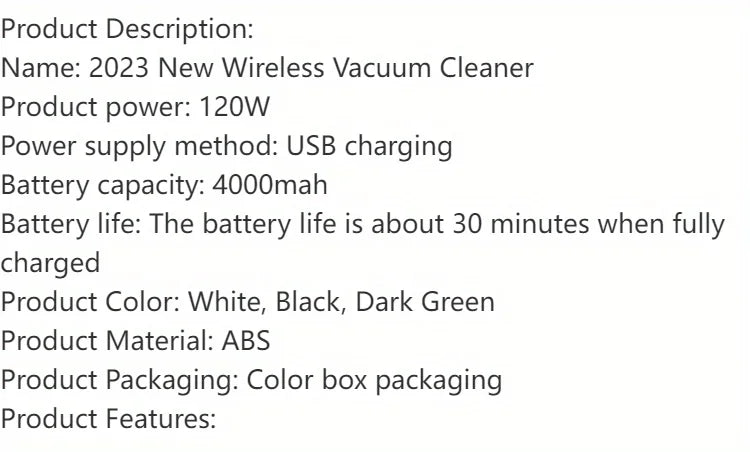 Portable Wireless Handheld Vacuum for Car and Home