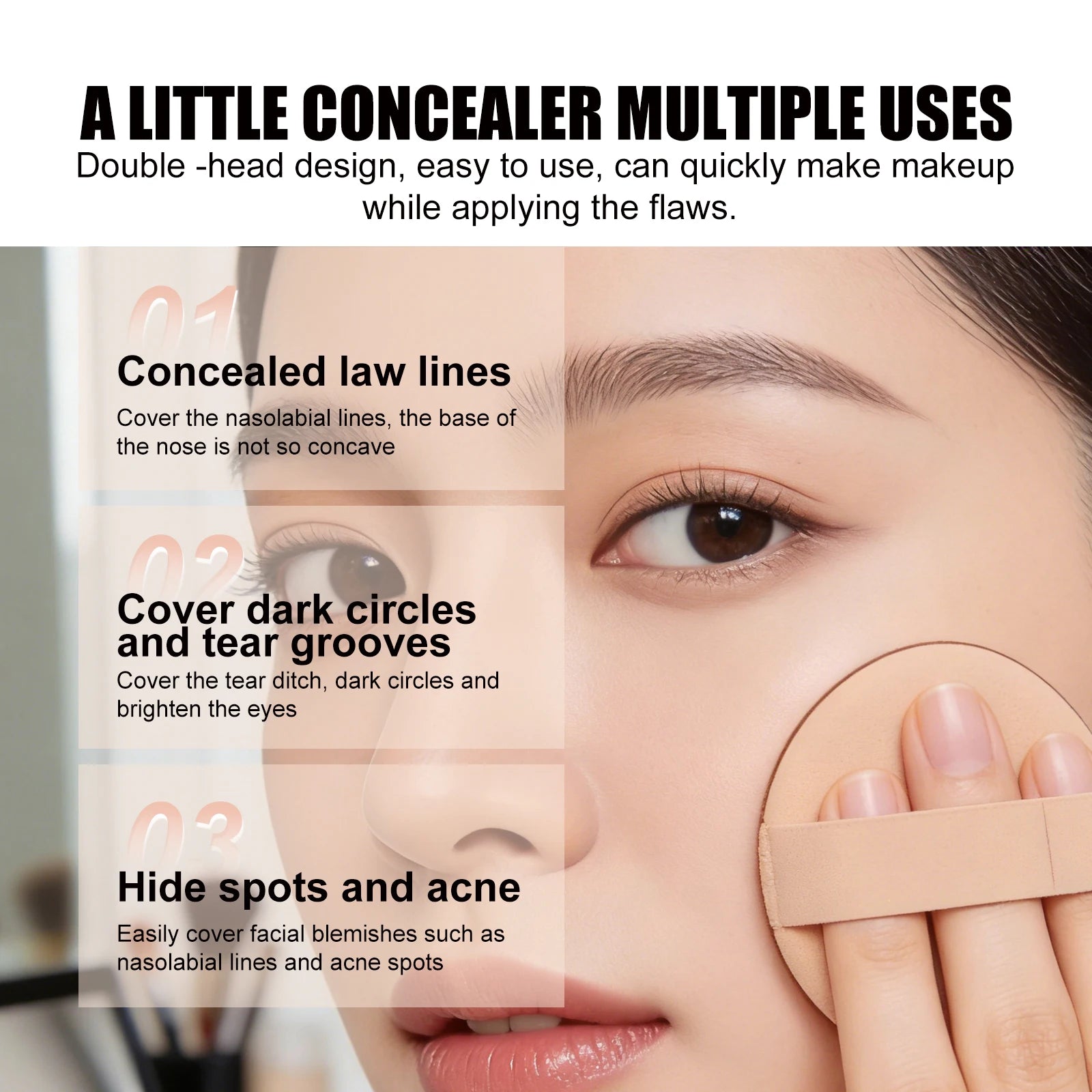 3-Color Cream Concealer Palette for Flawless Face Coverage - 8