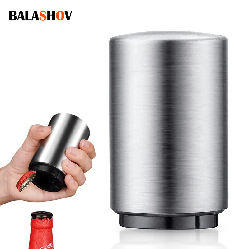 Automatic Stainless Steel Push-Down Beer Bottle Opener - 1