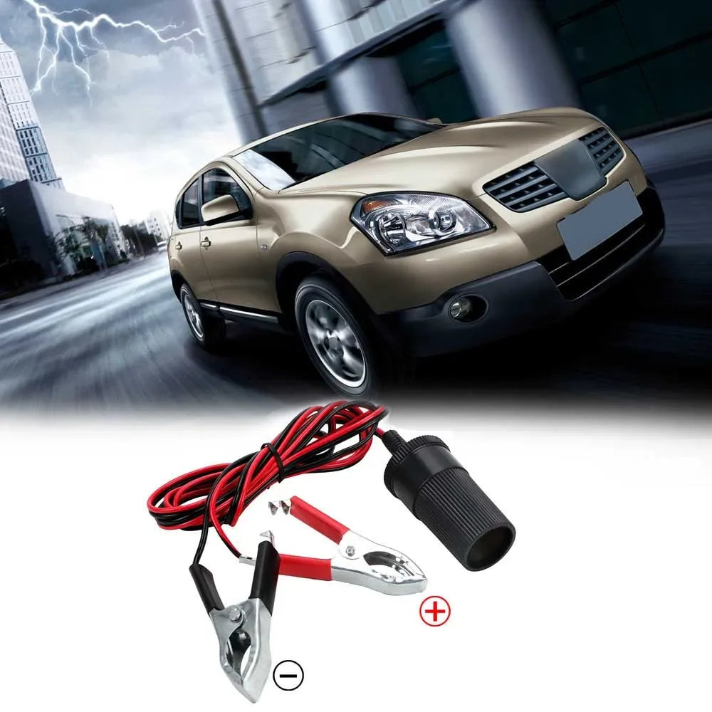 12V Car Battery Clip to Cigarette Lighter Socket Adapter - 2