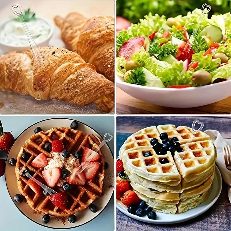 Heart-Shaped Disposable Appetizer Forks for Parties
