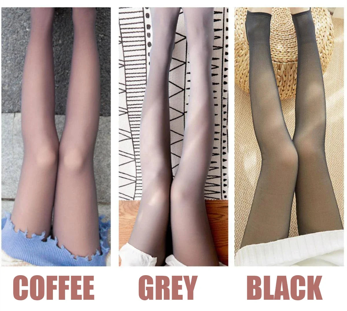 Translucent Fake Skin Thermal Tights for Women - 8