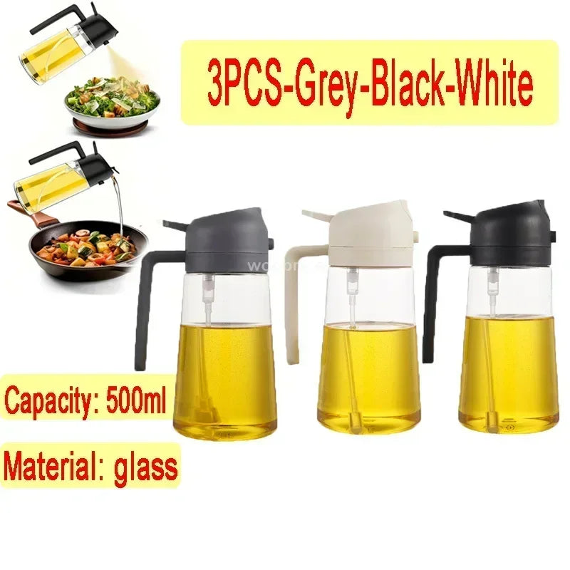 2-in-1 Glass Oil Dispenser and Kitchen Spray Bottle
