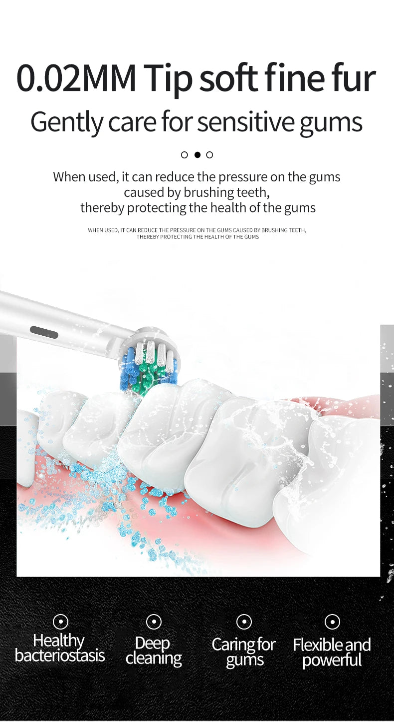 Rechargeable Electric Toothbrush with 8 Replacement Heads