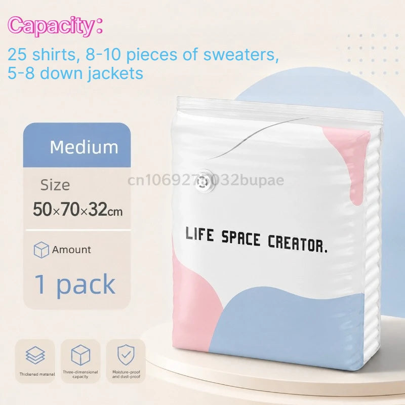 Pump-Free Vacuum Compression Storage Bags for Bedding and Clothes