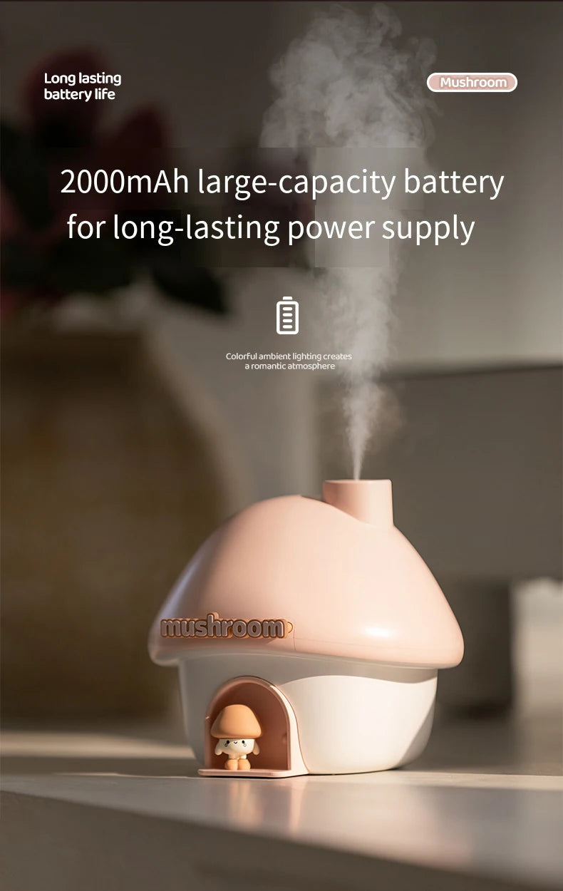 Cute Mushroom House Humidifier with LED Night Light - 11