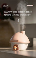Cute Mushroom House Humidifier with LED Night Light