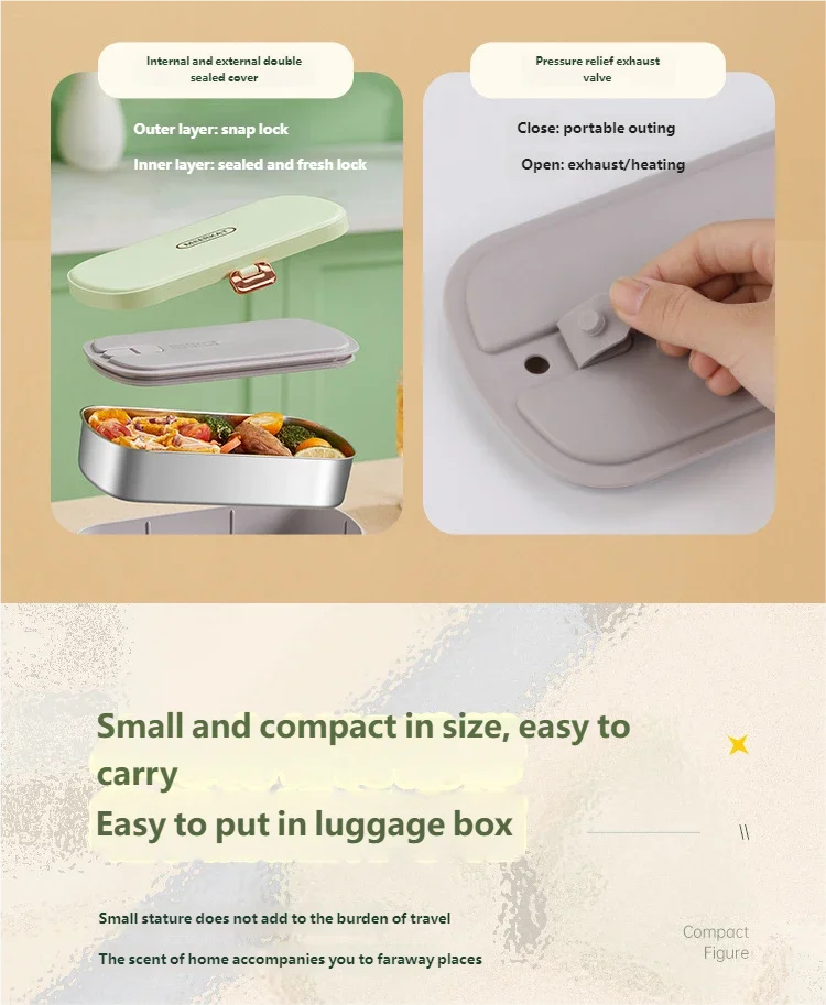 Electric Stainless Steel Portable Food Warmer Lunch Box