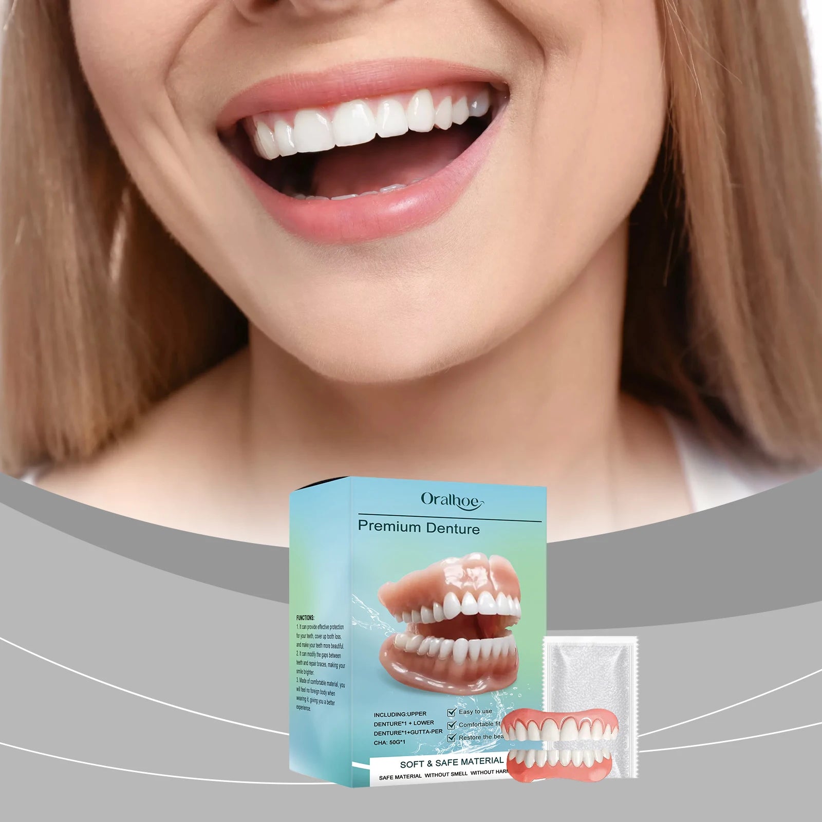 Temporary Silicone Cosmetic Denture Set for Smile Improvement - 7