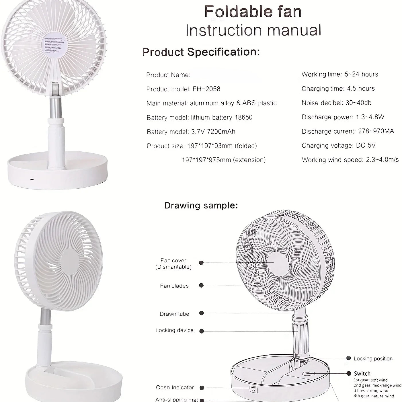 Portable Retractable Folding Desk and Floor Fan - 10