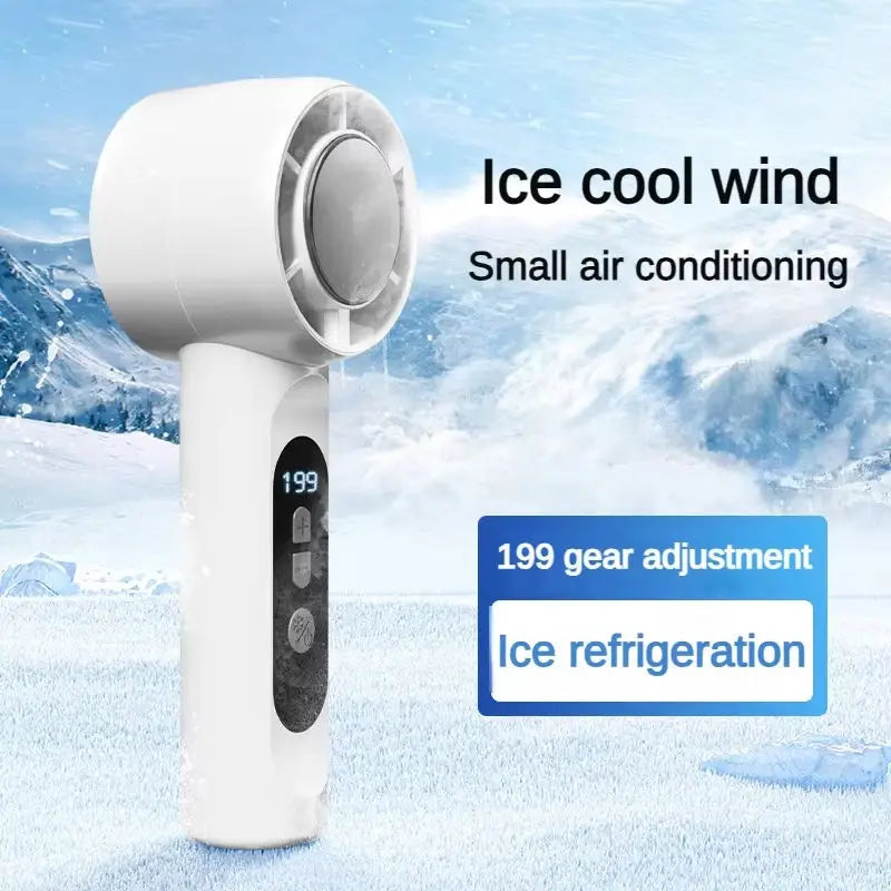 Rechargeable Handheld Turbo Fan with Ice Cooling Technology