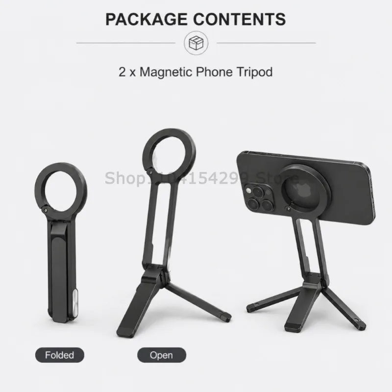 Magnetic Foldable Phone Tripod for Photography and Live Streaming - 3