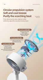 360 Degree Quiet Adjustable Standing Air Circulation Fan