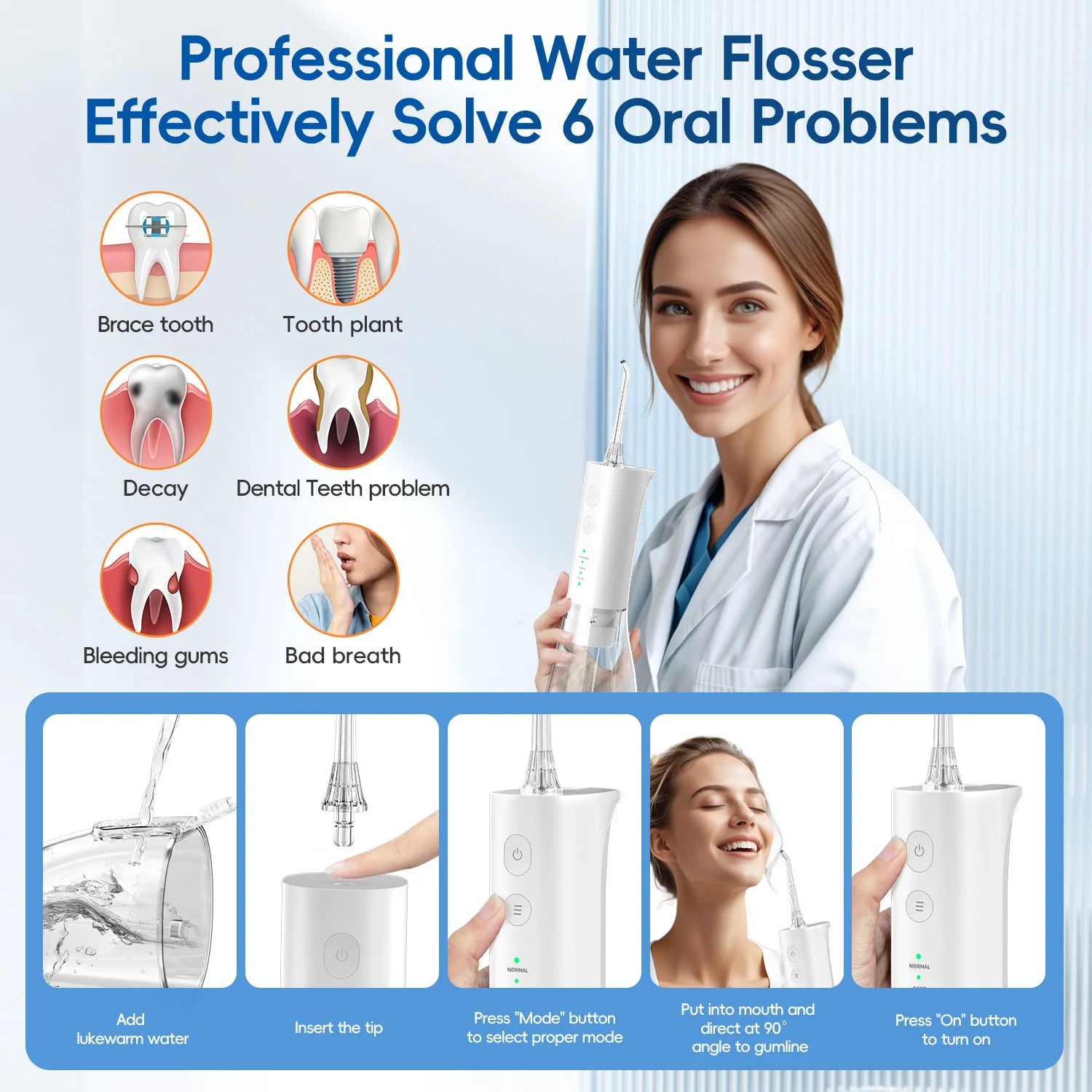 Portable Cordless Water Flosser for Teeth Cleaning - 5