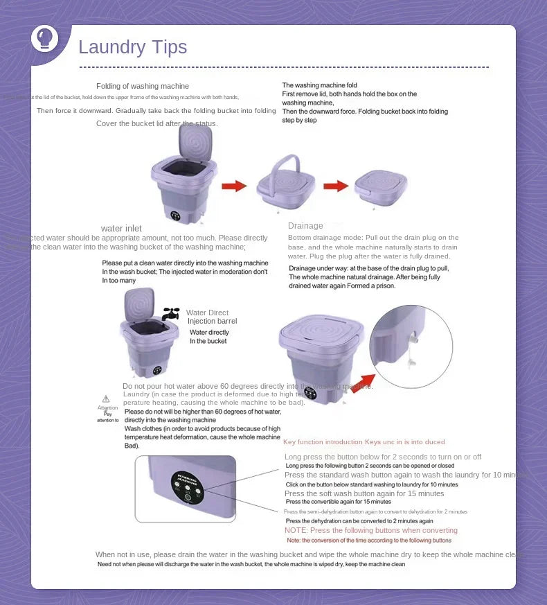 Portable Folding Washing Machine for Underwear and Socks