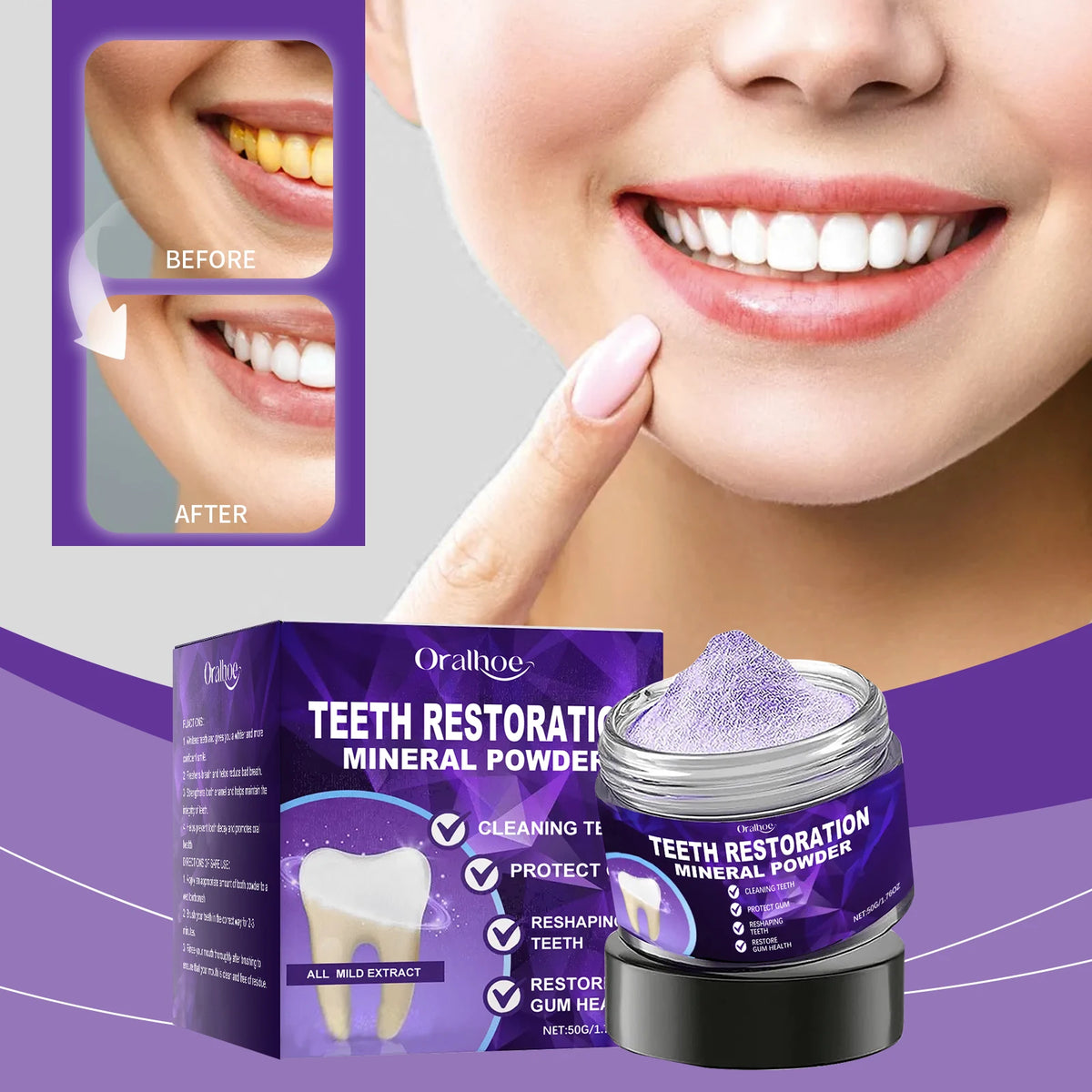 Professional Teeth Whitening and Enamel Restoration Powder