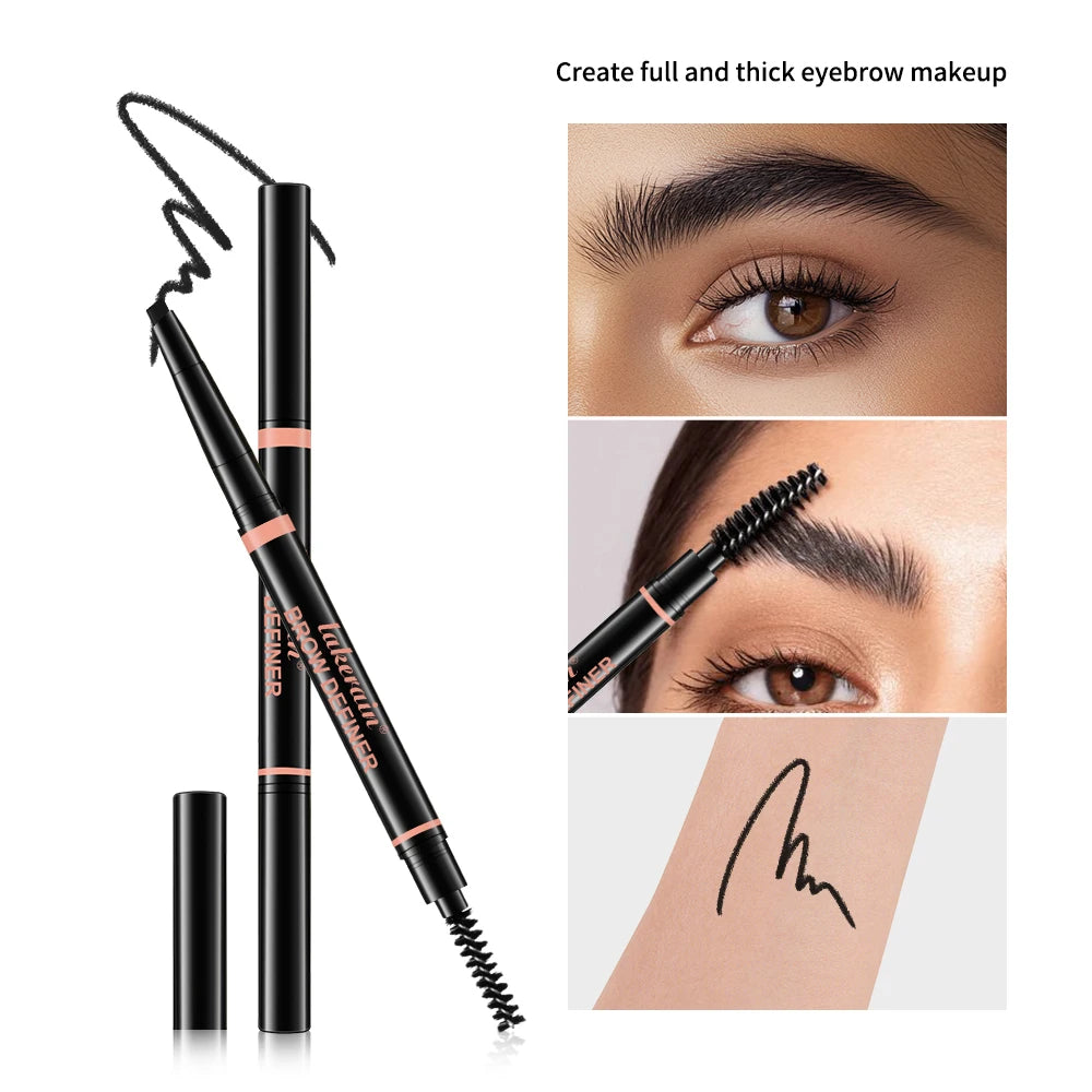 Waterproof Triangular Tip Eyebrow Pencil with Grooming Brush