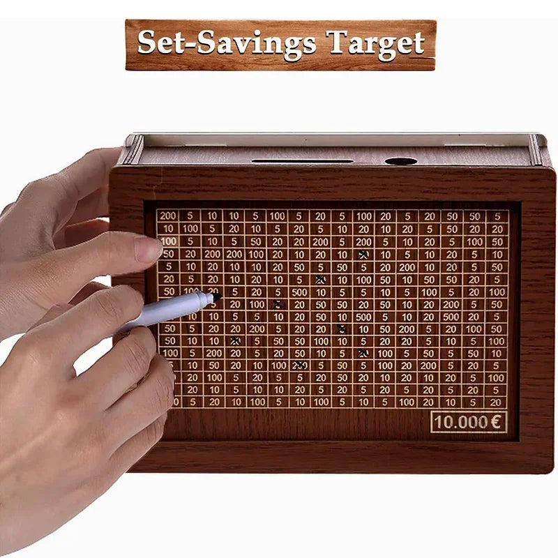 Wooden Money Saving Challenge Box for Cash - 3