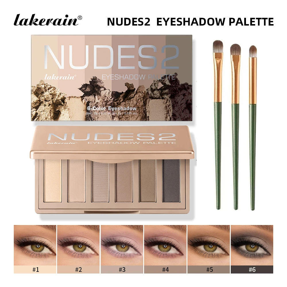 6-Color Matte Eyeshadow Palette with Brush Set