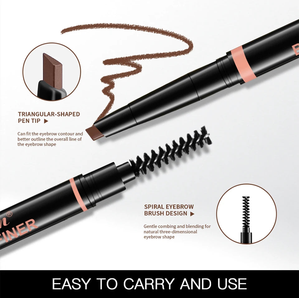 Waterproof Triangular Tip Eyebrow Pencil with Grooming Brush - 11