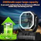 Portable LED Camping Fan with 20000mAh Battery and Remote