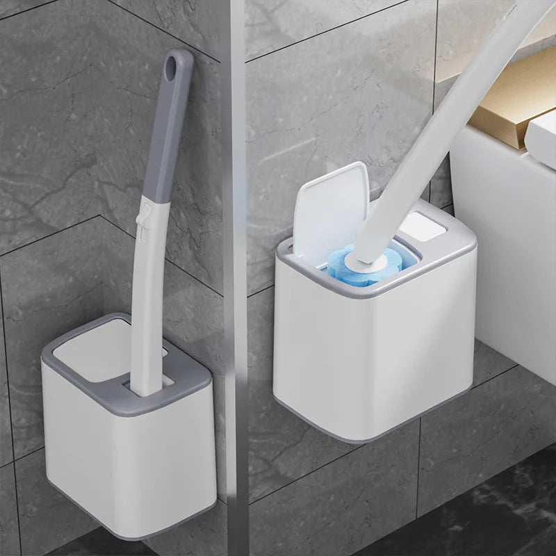 Disposable Toilet Brush with Wall-Mount Holder - 2