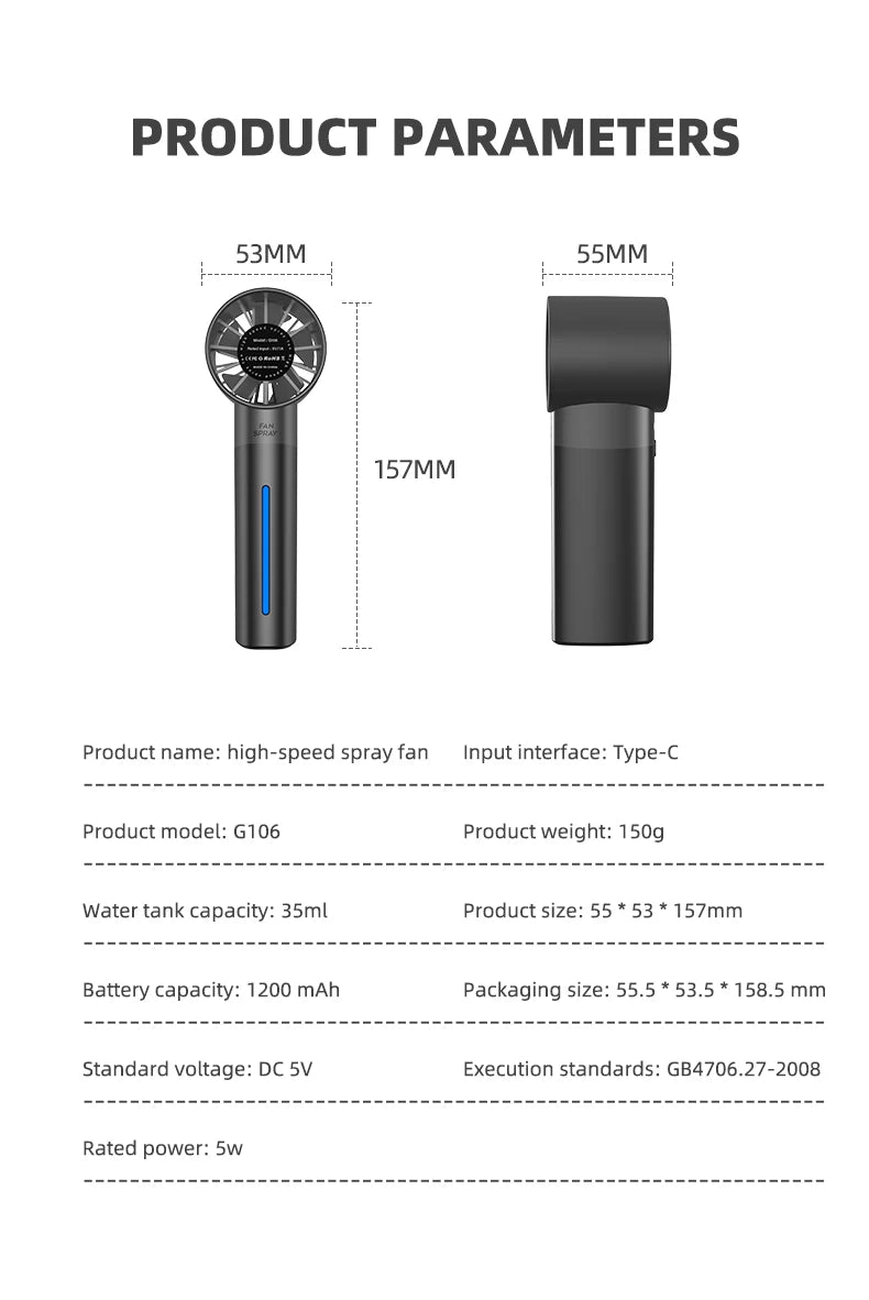 Portable Handheld Misting Fan for Summer Cooling