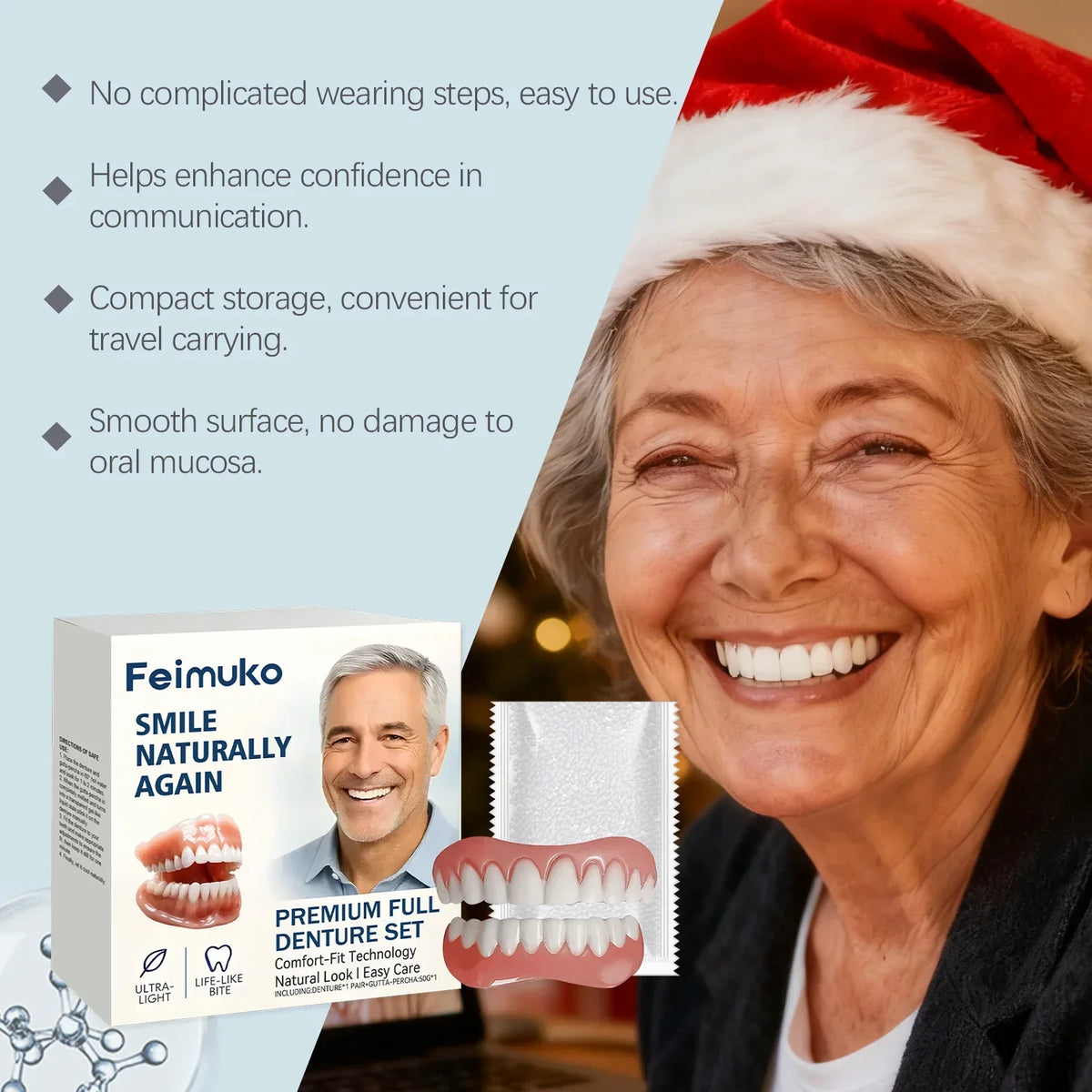 Comfortable Full Set Natural Look Dentures for Instant Confident Smile