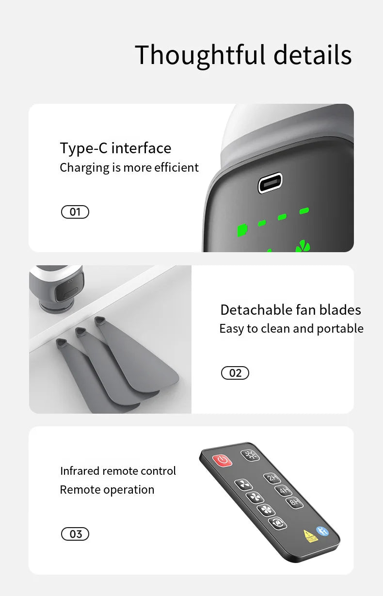 Portable Rechargeable Ceiling Fan with LED Light for Camping - 19
