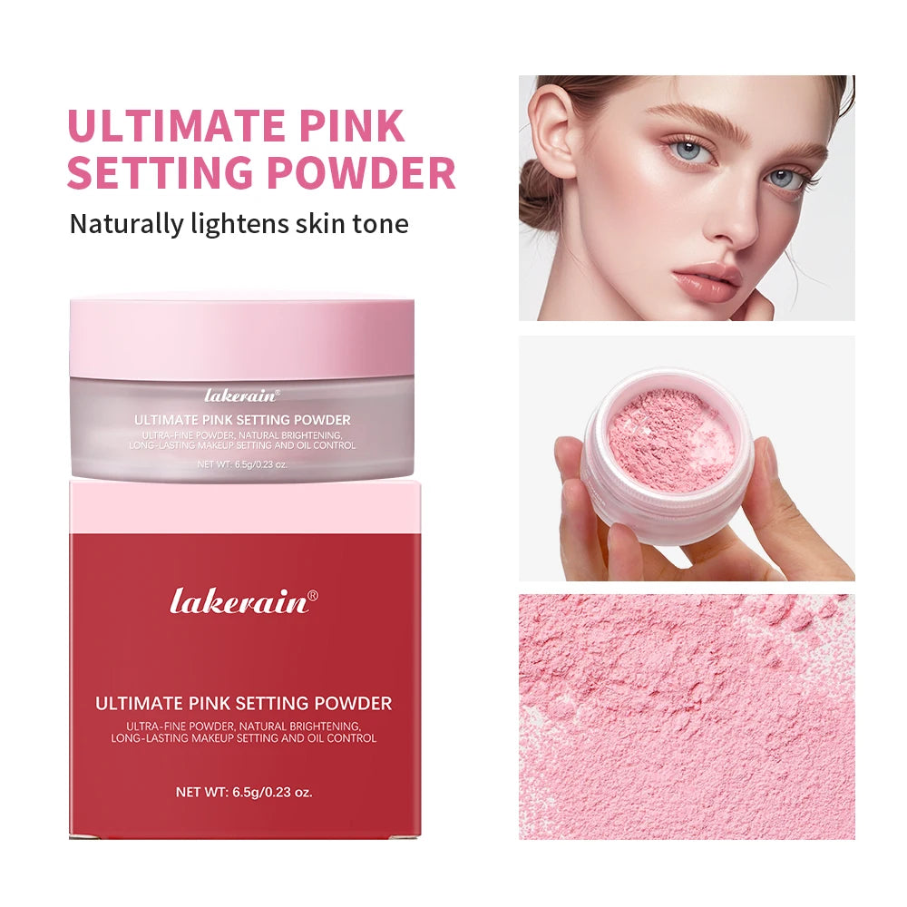 Matte Pink Loose Setting Powder for Oil Control and Pore Blurring