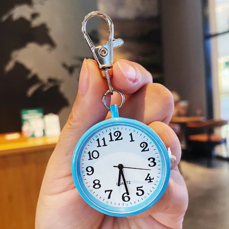 Portable Quartz Nurse Pocket Watch with Secure Keyring