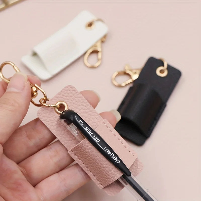 Portable Leather Lanyard Pen Holder for Office and School
