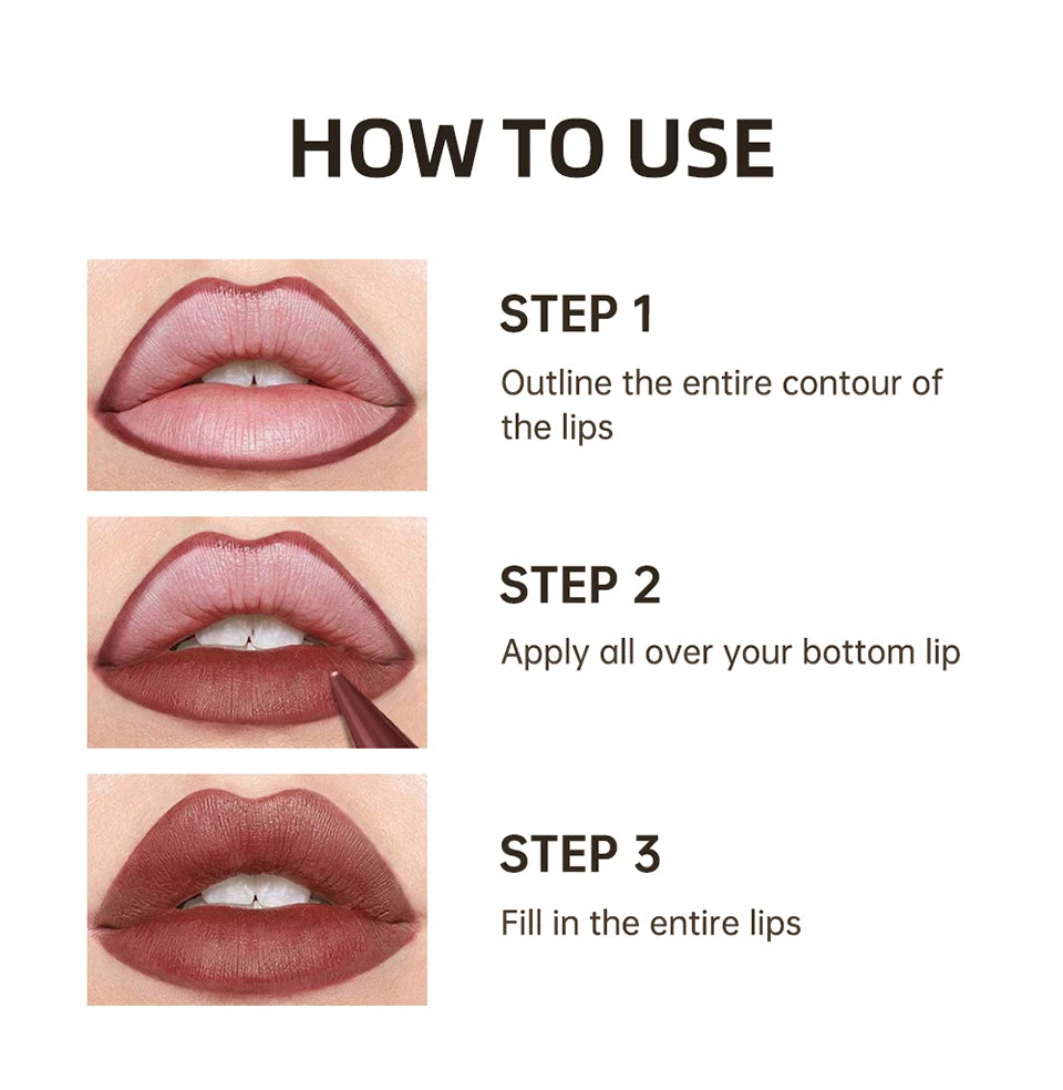 2-in-1 Waterproof Matte Lip Liner and Lipstick Crayon