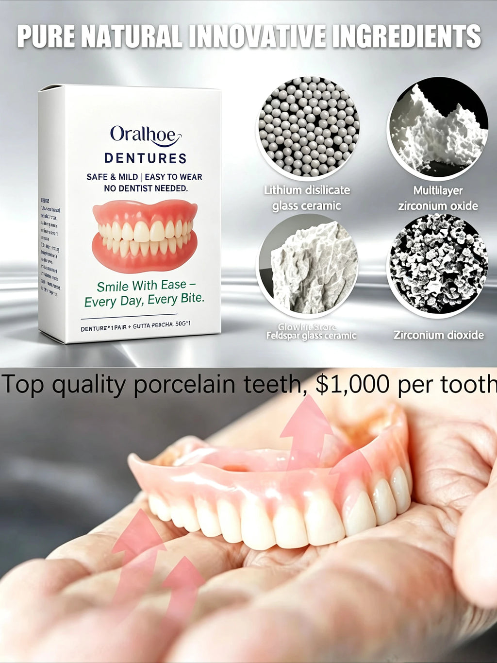 Adjustable Cosmetic Dentures for Instant Smile Restoration