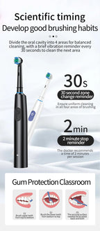 Rechargeable Electric Toothbrush with 8 Replacement Heads