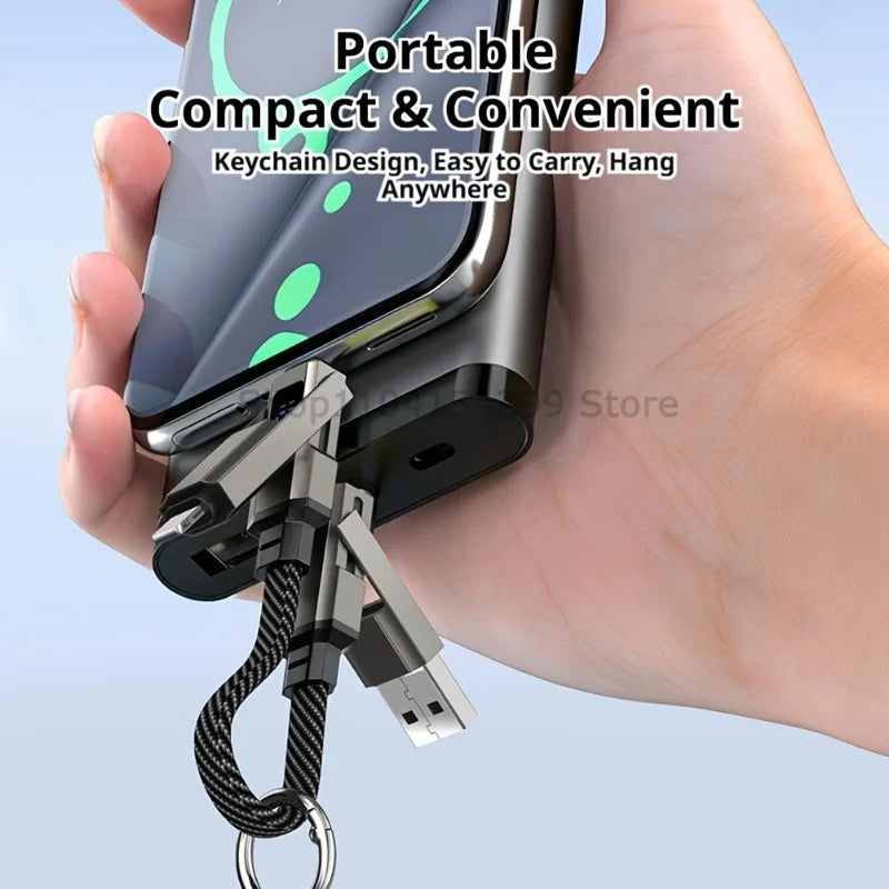 4-in-1 Fast Charging Keychain Cable with Digital Display