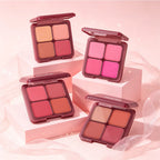 4-Color Matte Pigmented Blush Palette with Makeup Brush
