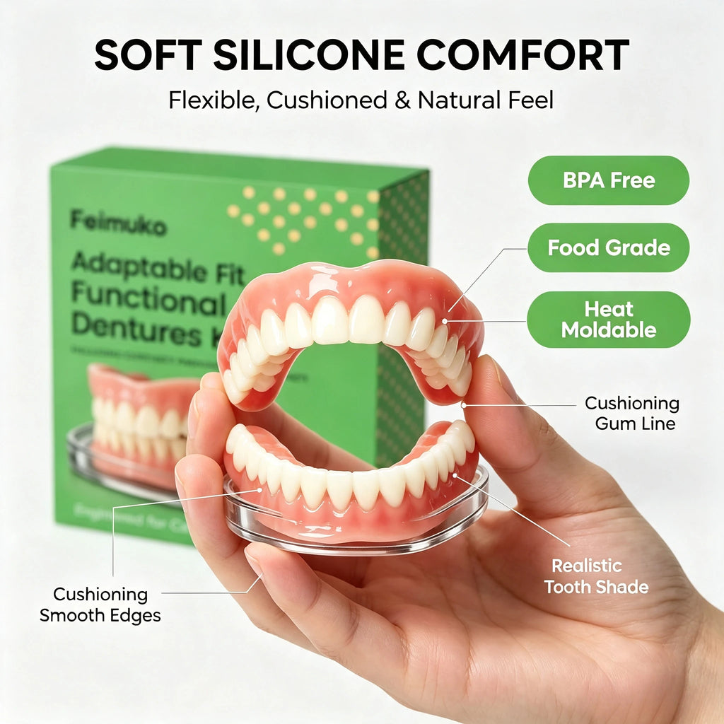 Instant Snap-On Silicone Dentures for Natural Smile